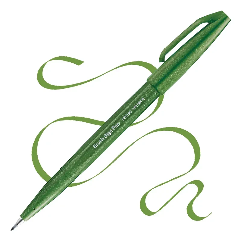 Brush Pen Pentel Sign Pen SES15C - Olive green 01