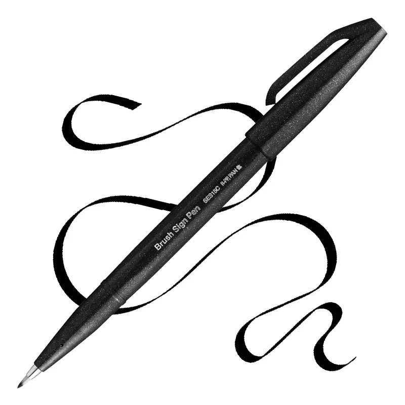 Brush Pen Pentel Sign Pen SES15C - Black 01
