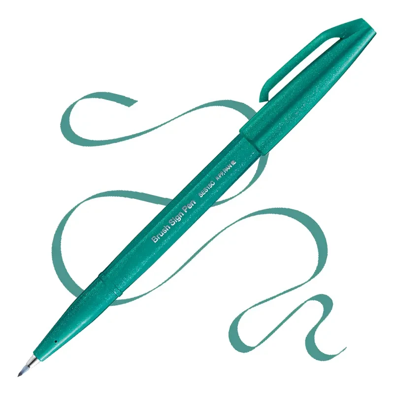 Brush Pen Pentel Sign Pen SES15C - Turquoise-green 01