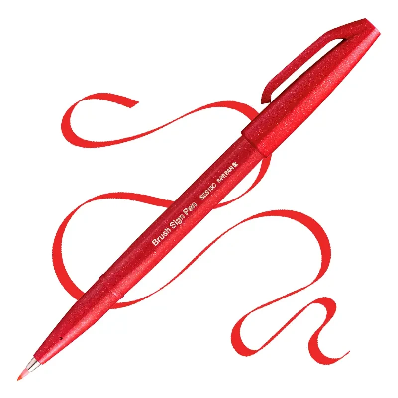 Brush Pen Pentel Sign Pen SES15C - Red 01