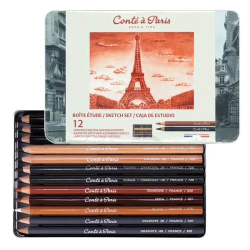 Zestaw rysunkowy Conté à Paris Sketching and drawing set - 12 szt. 