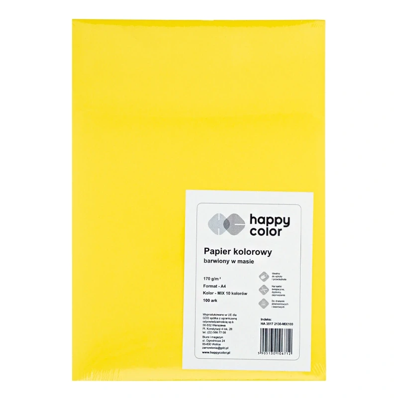 Papier kolorowy brystol Happy Color A4, 170 g - Mix 10 kolorów, 100 ark. 03