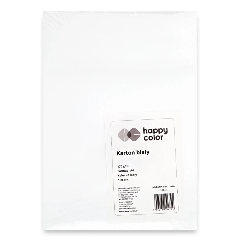 Papier brystol Happy Color A4, 170 g - 0 Biały, 100 ark. 01
