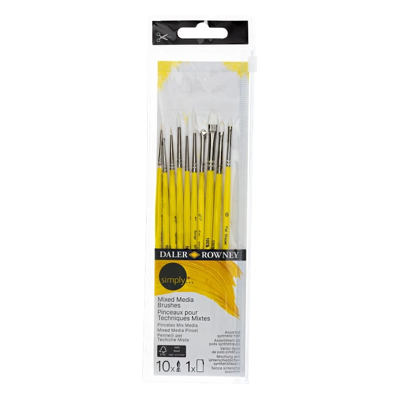 Pędzle syntetyczne Daler Rowney zestaw Mixed Media Simply - 10 szt. 04