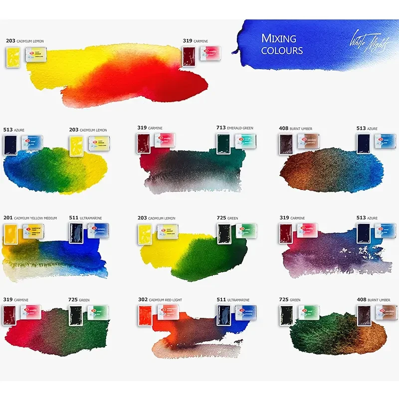 Akwarele Białe Noce w kostkach zestaw 12 szt. plastikowa kaseta 06