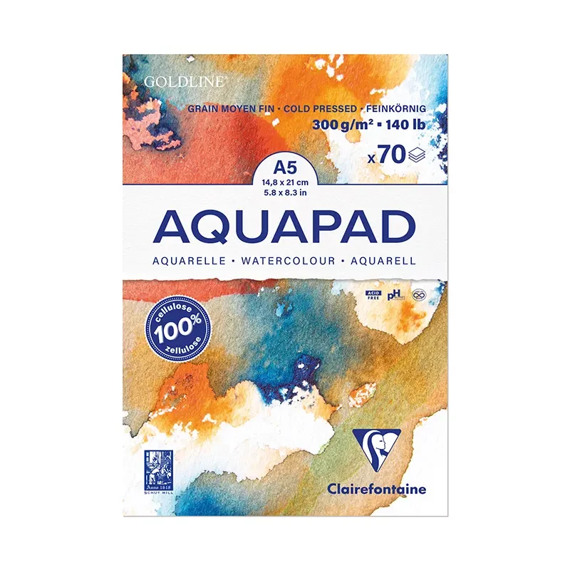 Blok do akwareli Clairefontaine Aquapad - A5, 300 g, 50 ark. 01