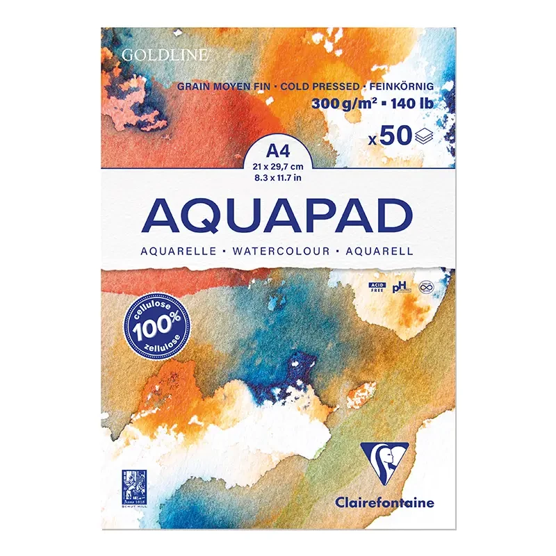 Blok do akwareli Clairefontaine Aquapad - A4, 300 g, 50 ark. 01