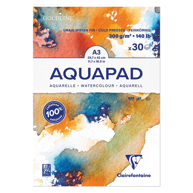 Blok do akwareli Clairefontaine Aquapad - A3, 300 g, 30 ark. 01