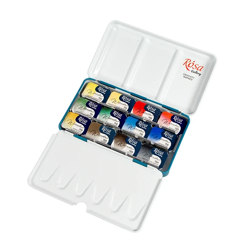 Farby akwarelowe Rosa Gallery Classic zestaw 14 kolorów, metalowa kaseta 06