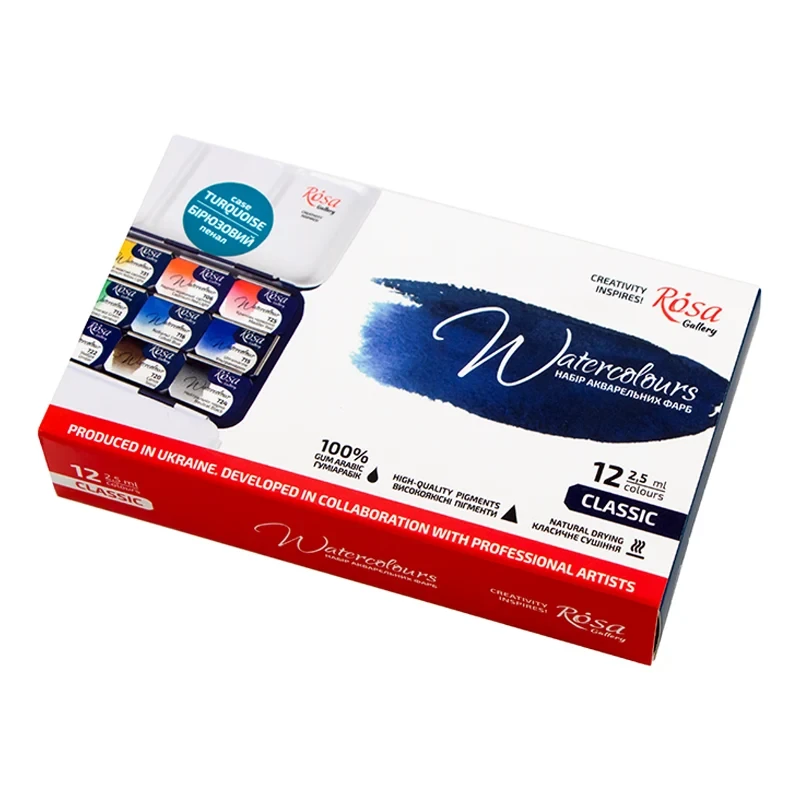 Farby akwarelowe Rosa Gallery Classic zestaw 14 kolorów, metalowa kaseta 07