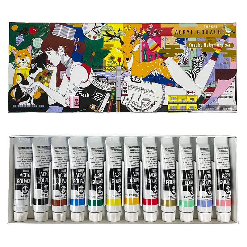 Farby gwasze akrylowe Turner Acryl Gouache Yusuke Nakamura 12 x 11 ml 01