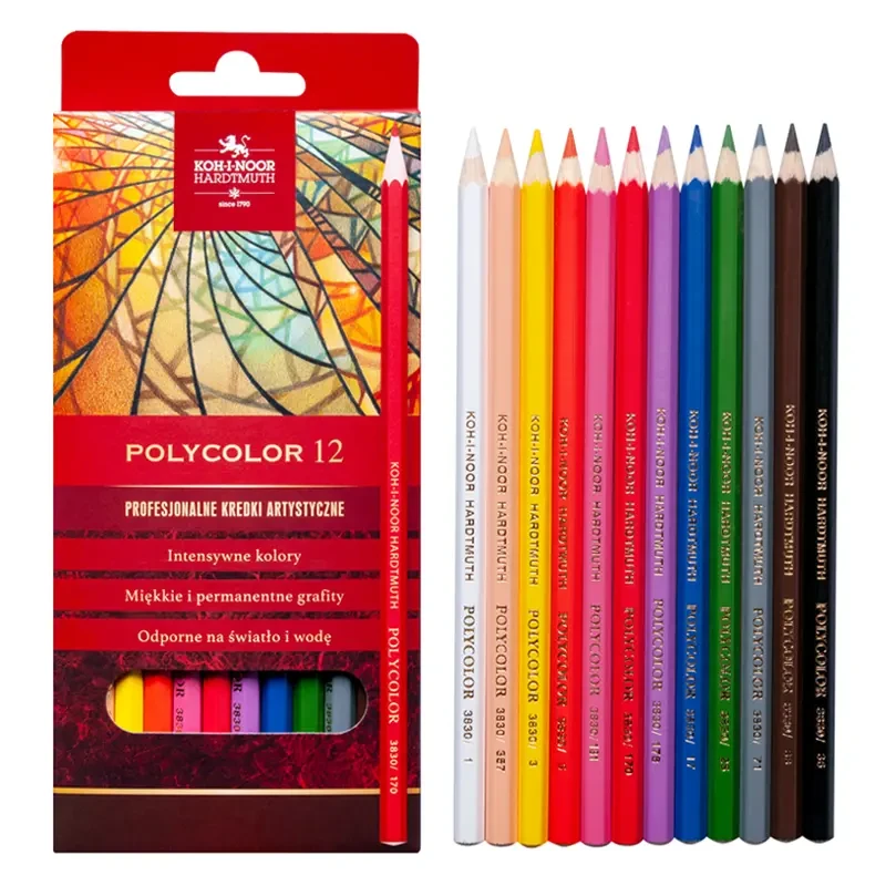 Kredki Koh-I-Noor Polycolor zestaw - 12 szt., kartonowe pudełko
