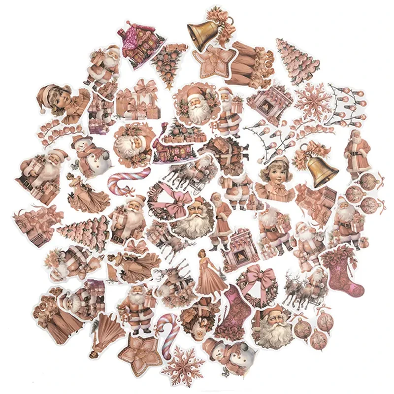 Naklejki winylowe dpCraft 64 szt. Vintage Pink Christmas 01