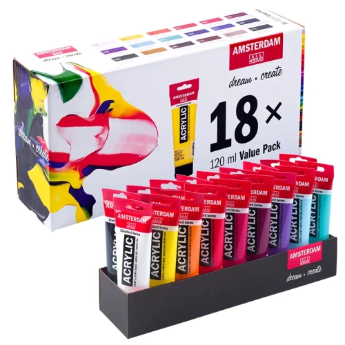 Farby akrylowe Amsterdam zestaw 18 x 120 ml