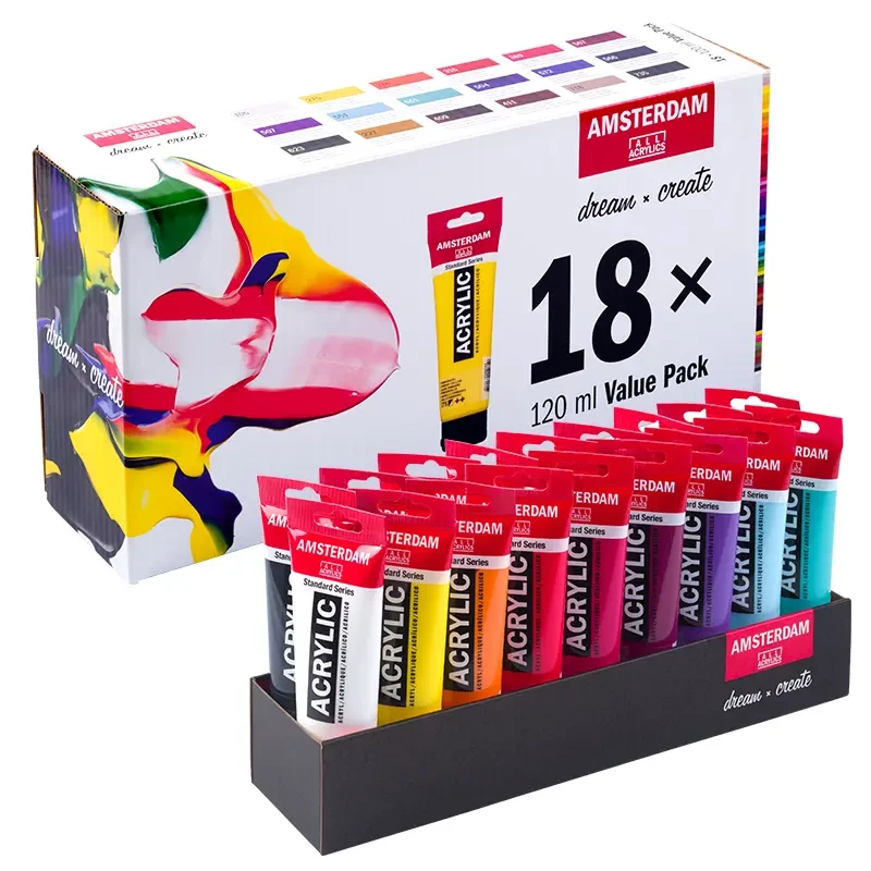 Farby akrylowe Amsterdam zestaw 18 x 120 ml 01