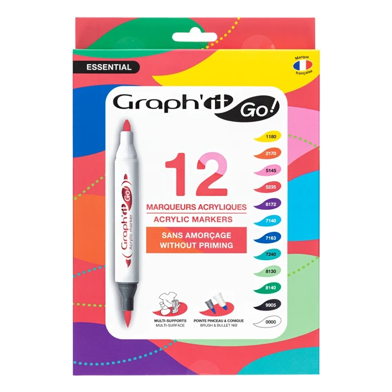Markery akrylowe Graph’it Go! Zestaw 12 kolorów Essential 01