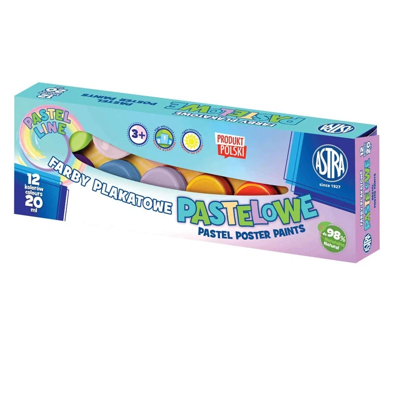 Farby plakatowe pastelowe zestaw 12x20 ml Astra 02