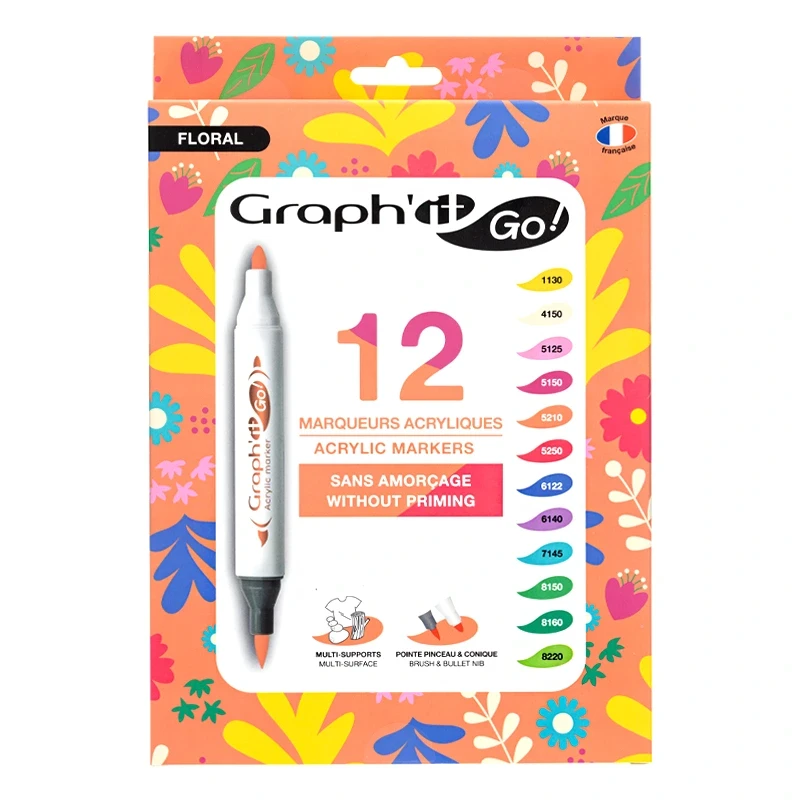 Markery akrylowe Graph’it Go! Zestaw 12 kolorów Floral 01