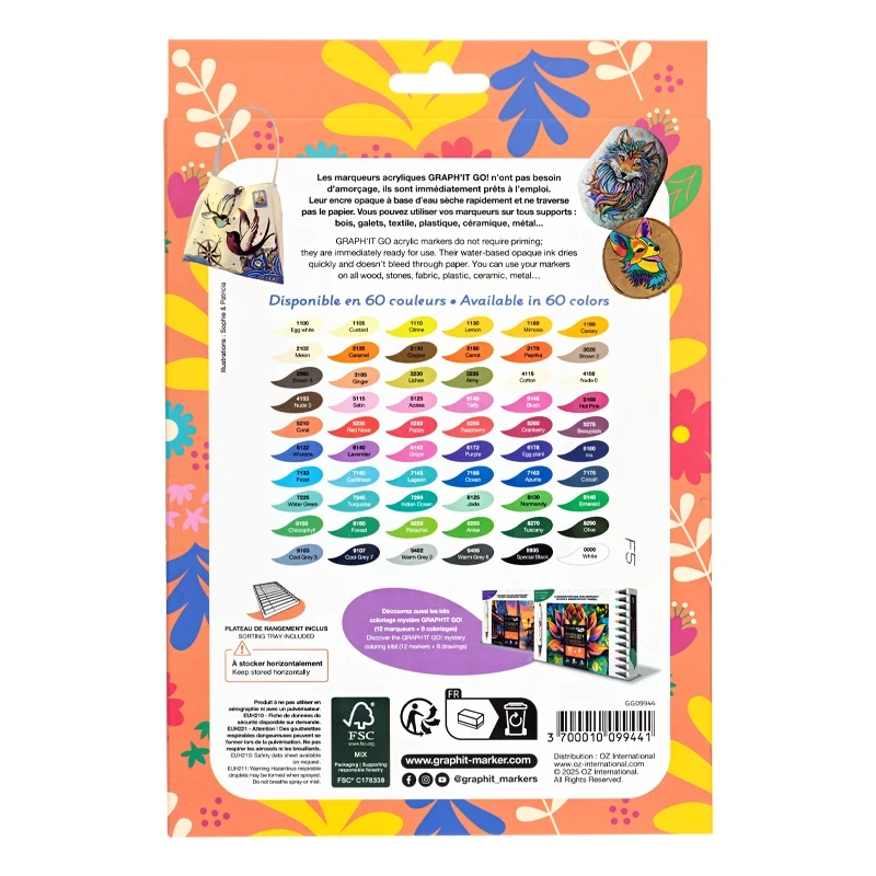 Markery akrylowe Graph’it Go! Zestaw 12 kolorów Floral 02