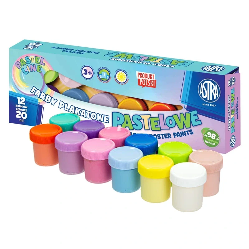 Farby plakatowe pastelowe zestaw 12x20 ml Astra 01