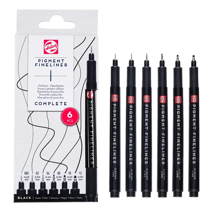 Cienkopisy Talens Pigment Fineliner zestaw 6 szt. 01