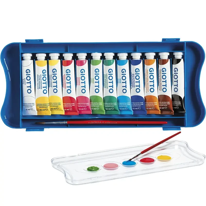 Farby plakatowe w tubkach tempery Giotto Extra Fine zestaw 12 kolorów 02