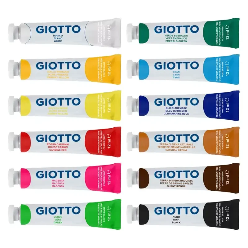 Farby plakatowe w tubkach tempery Giotto Extra Fine zestaw 12 kolorów 03