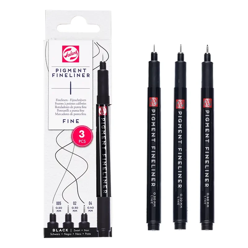 Cienkopisy Talens Pigment Fineliner zestaw 3 szt. Fine - 005, 02, 04 01