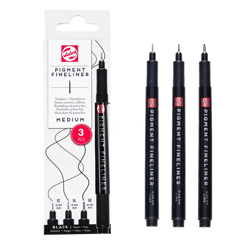 Cienkopisy Talens Pigment Fineliner zestaw 3 szt. Fine - 02, 04, 08 01