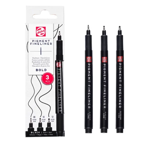 Cienkopisy Talens Pigment Fineliner zestaw 3 szt. Bold - 02, 10, 12