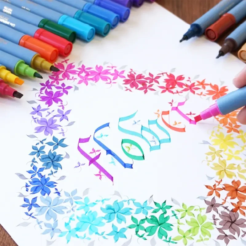 Pisaki do kaligrafii Kuretake Zig Calligraphy II zestaw 6 kolorów 04