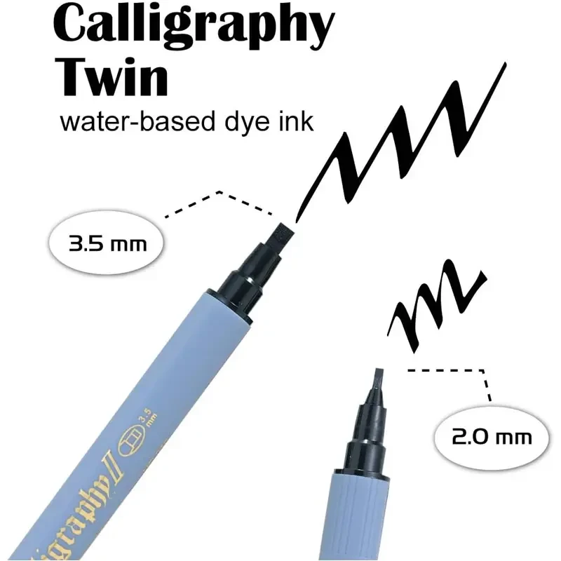 Pisaki do kaligrafii Kuretake Zig Calligraphy II zestaw 6 kolorów 05
