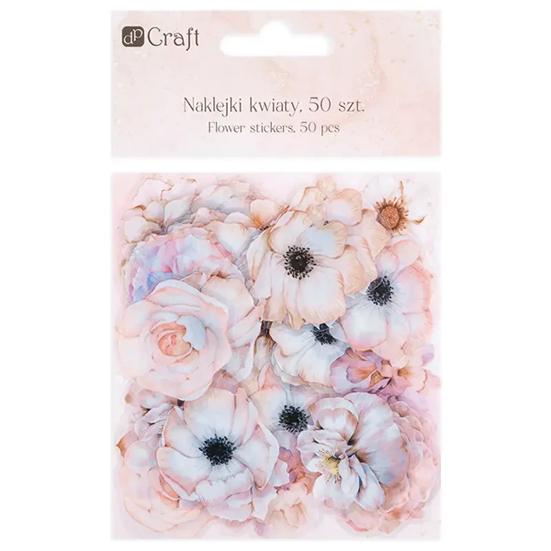Naklejki foliowe PET dpCraft 50 szt. pastelowe kwiaty  04