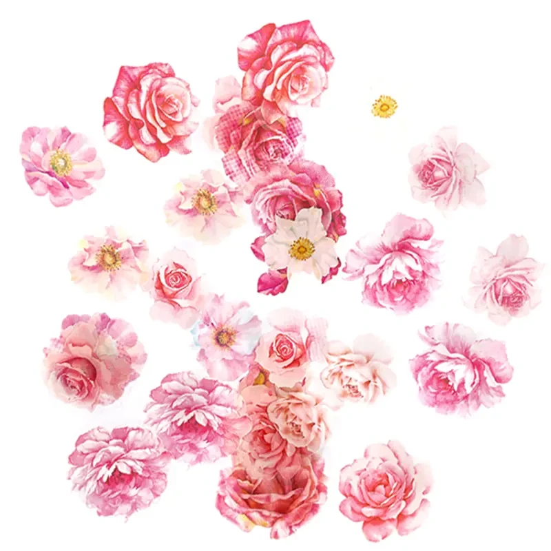 Naklejki przezroczyste PET dpCraft 30 szt. kwiaty romantic pink 02