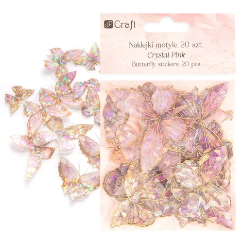 Naklejki przezroczyste PET dpCraft 20 szt. Crystal Pink