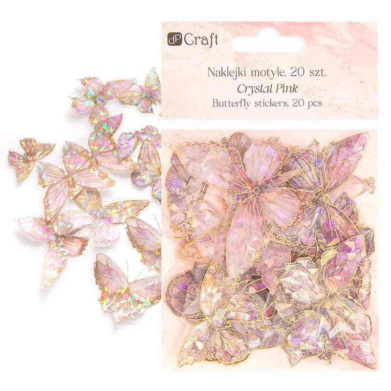 Naklejki przezroczyste PET dpCraft 20 szt. Crystal Pink 01