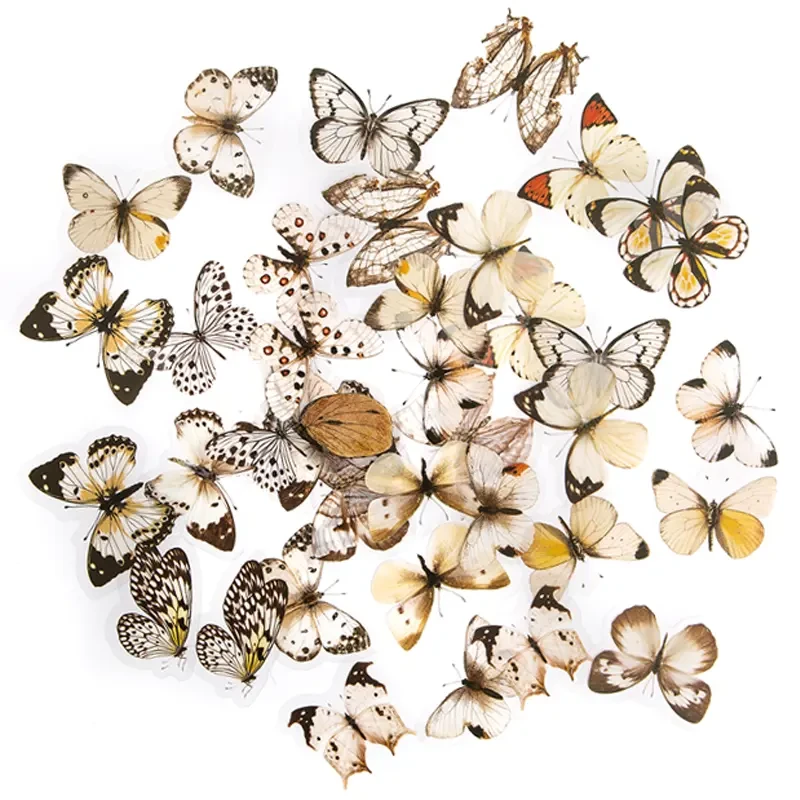 Naklejki przezroczyste PET dpCraft 40 szt. motyle Black & White 02