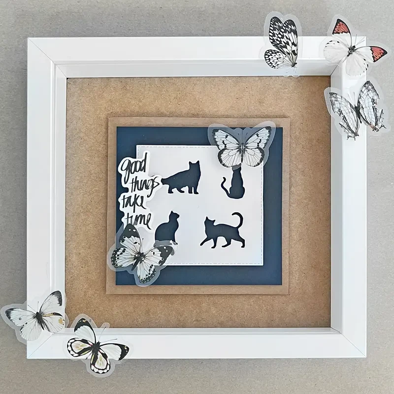 Naklejki przezroczyste PET dpCraft 40 szt. motyle Black & White 04