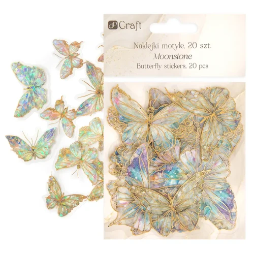 Naklejki przezroczyste błyszczące PET dpCraft 40 szt. motyle moonstone