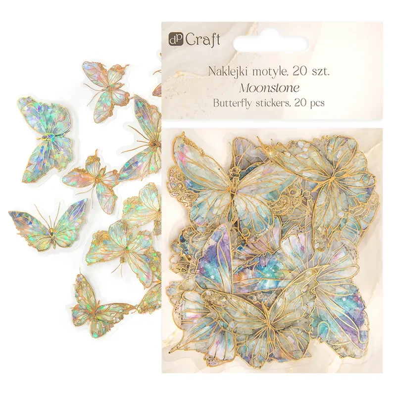 Naklejki przezroczyste błyszczące PET dpCraft 40 szt. motyle moonstone 01