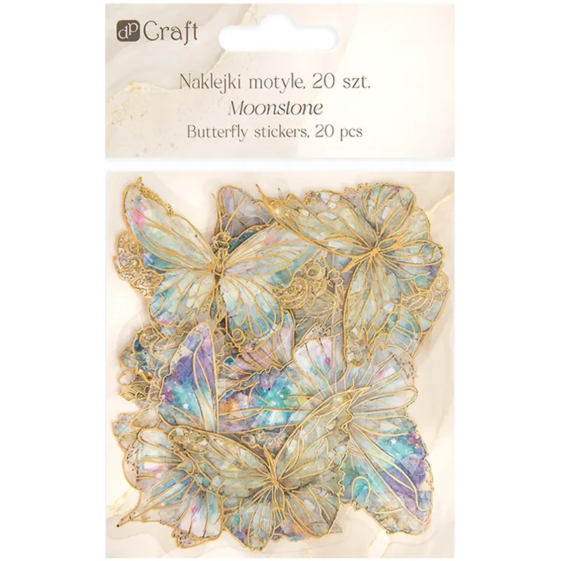 Naklejki przezroczyste błyszczące PET dpCraft 40 szt. motyle moonstone 03