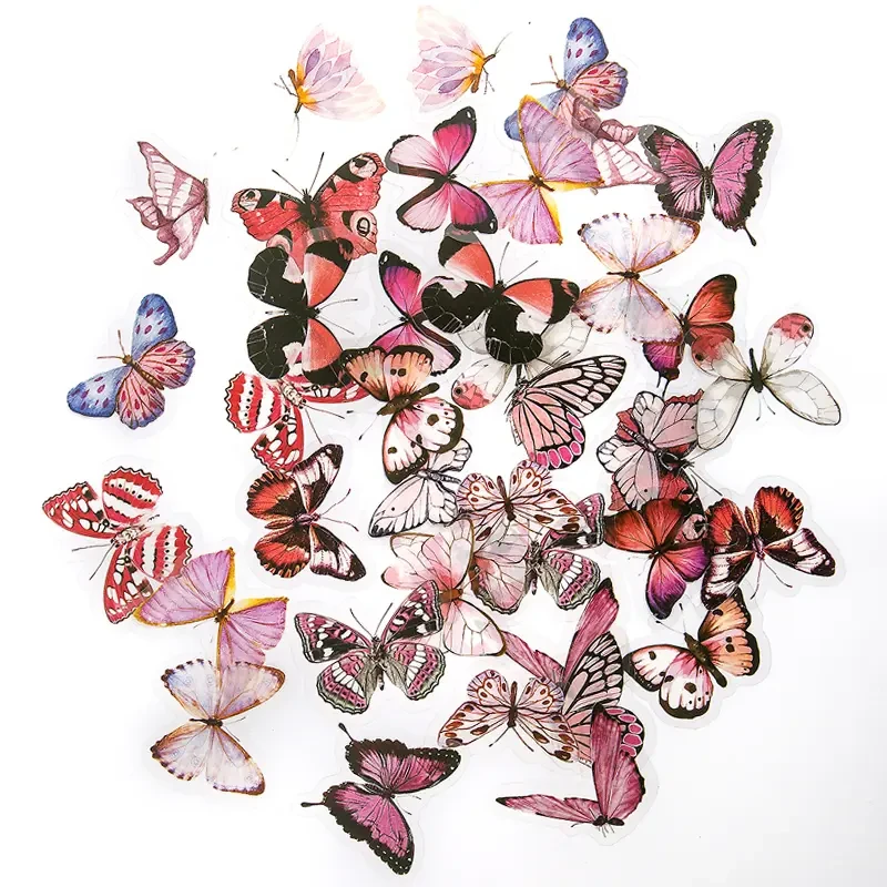 Naklejki przezroczyste PET dpCraft 40 szt. motyle wielokolorowe 02