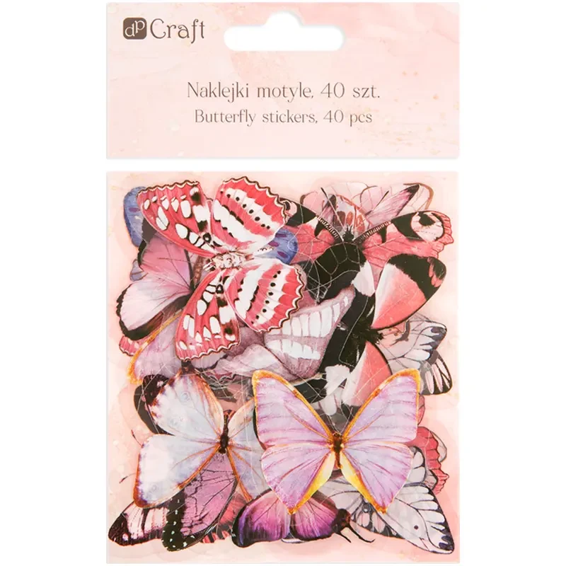 Naklejki przezroczyste PET dpCraft 40 szt. motyle wielokolorowe 04