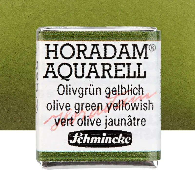 Farba akwarelowa Schmincke Horadam Aquarell półkostka - 525 Olive green yellowish 01