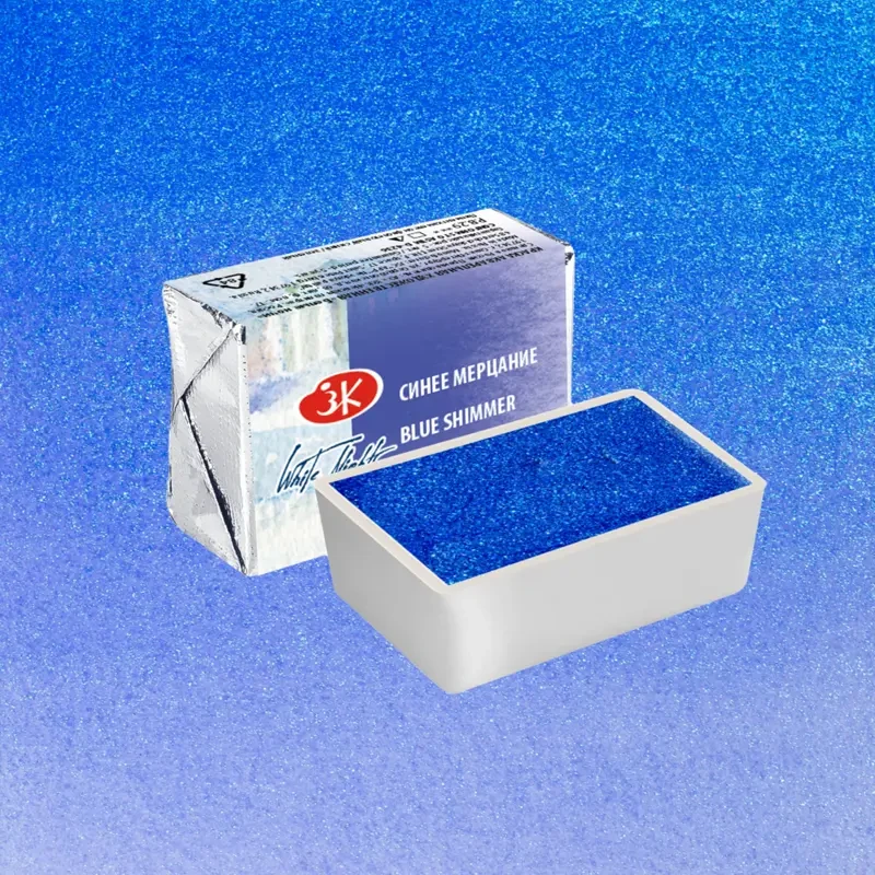 Farba akwarelowa Białe Noce kostka - 989 Blue Shimmer 03