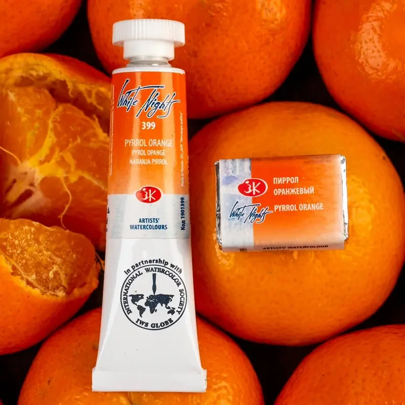 Farba akwarelowa Białe Noce kostka - 399 Pyrrol Orange 06