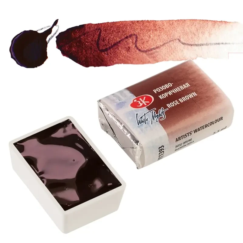 Farba akwarelowa Białe Noce kostka - 393 Rose Brown 01