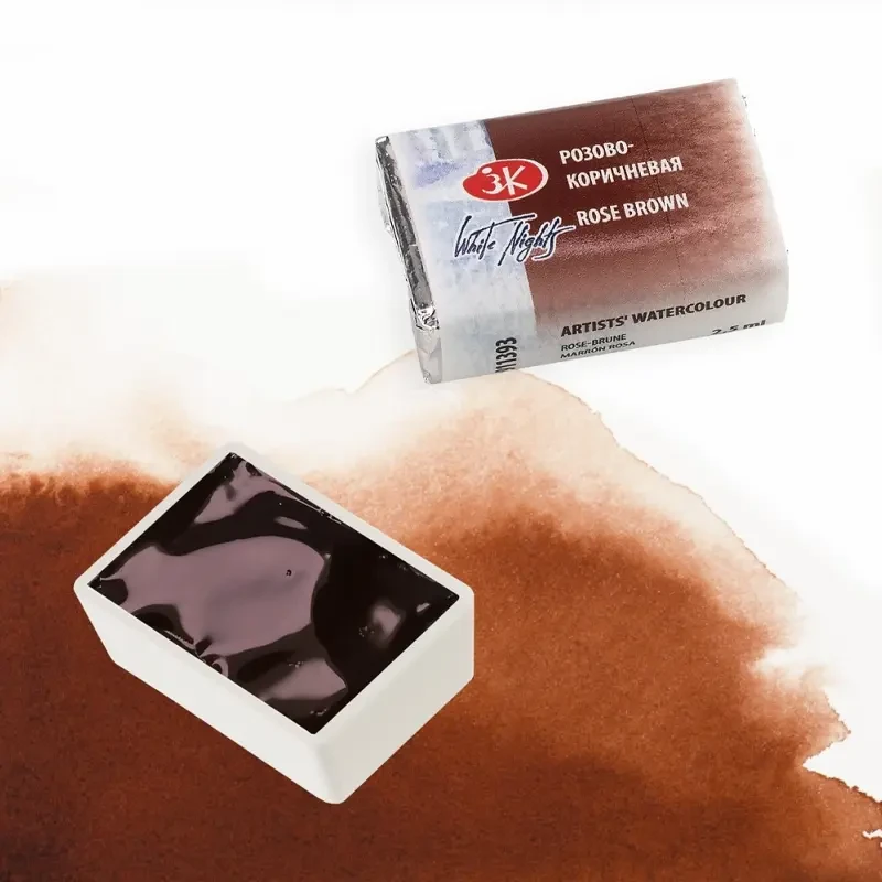 Farba akwarelowa Białe Noce kostka - 393 Rose Brown 03