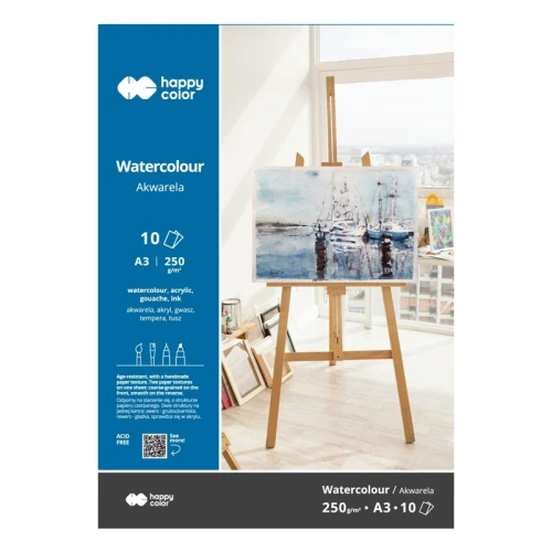 Blok do akwareli Happy Color - A3, 250 g, 10 ark.