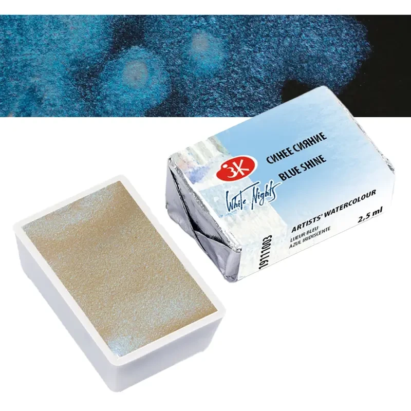 Farba akwarelowa Białe Noce kostka - 1003 Blue Shine 01